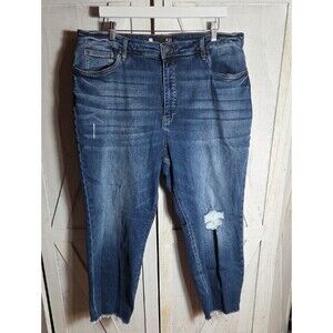 Kut From The Kloth Distressed Croppe Rachael High Rise Fab Ab Mom Jeans Size 20W
